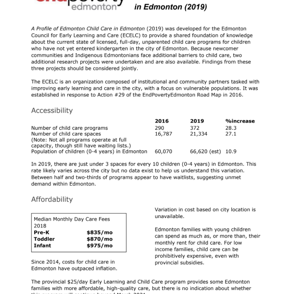 Brief profile of childcare 2019